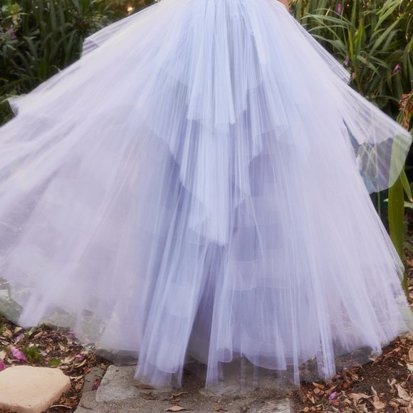 NEW LONG OFF THE SHOULDER SLEEVELESS TULLE BALL GOWN WITH LACE UP BACK AL A1152 - Picture 6 of 9